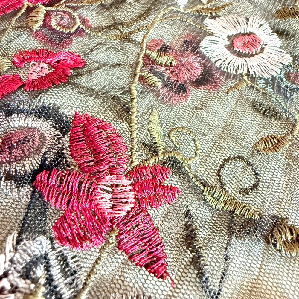 CeCe Sheer Embroidered Floral Mini Ruffle Dress Size L-XL - Picture 9 of 17